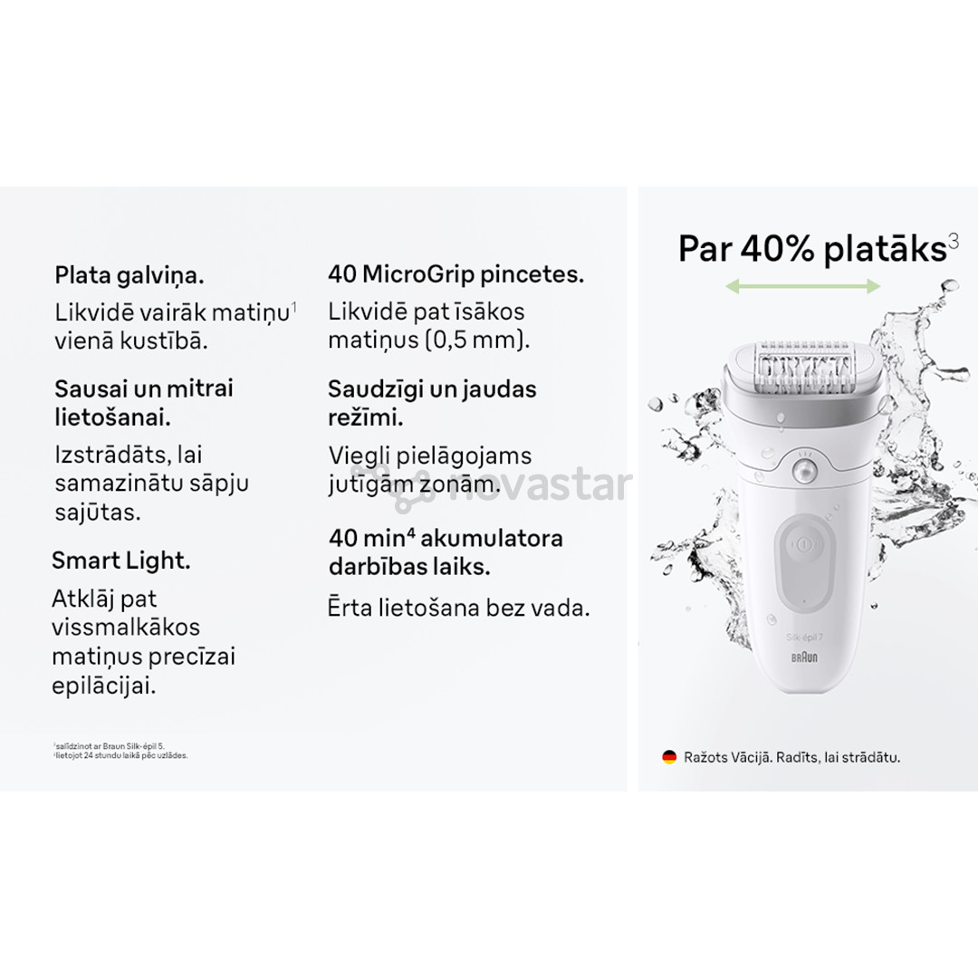 Braun Silk epil 7, Wet & Dry, baltas/pilkas - Epiliatorius