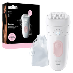 Braun Silk epil 5, Wet & Dry, baltas/rožinis - Epiliatorius