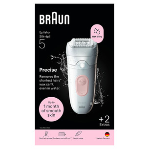 Braun Silk epil 5, Wet & Dry, baltas/rožinis - Epiliatorius