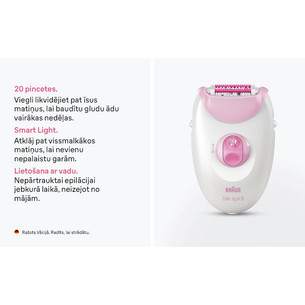 Braun Silk epil 3, baltas/rožinis - Epiliatorius