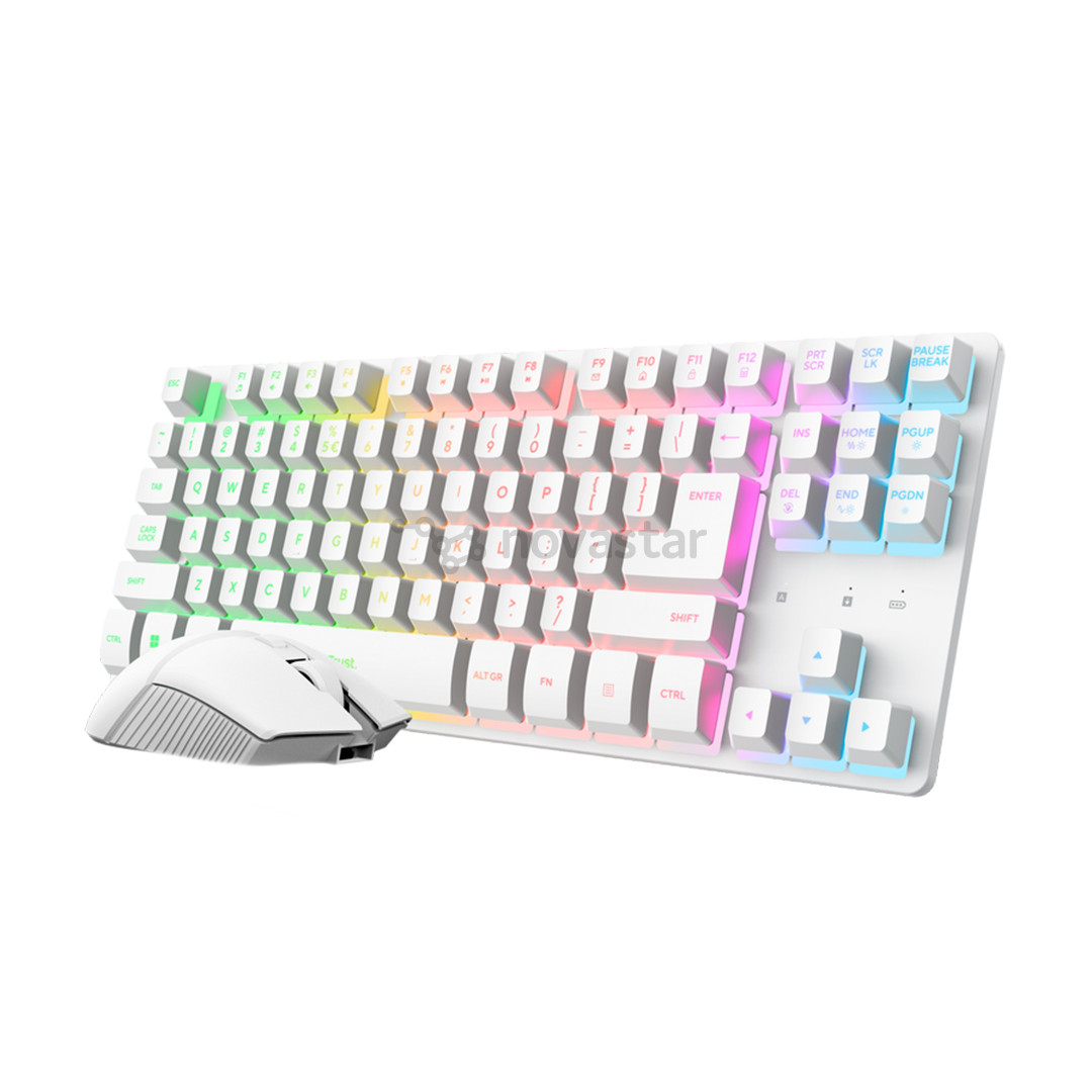 Trust GXT 882 3-in-1 Miami, TKL, US, XXL pelės kilimėlis, baltas - Belaidė klaviatūra, pelė ir kilimėlis