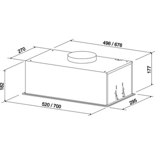 Eleyus, 960 m³/h, width 52 cm, black - Built-in cooker hood
