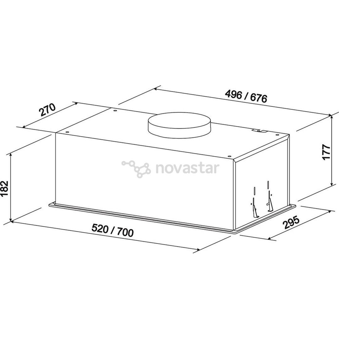 Eleyus, 960 m³/h, width 52 cm, black - Built-in cooker hood