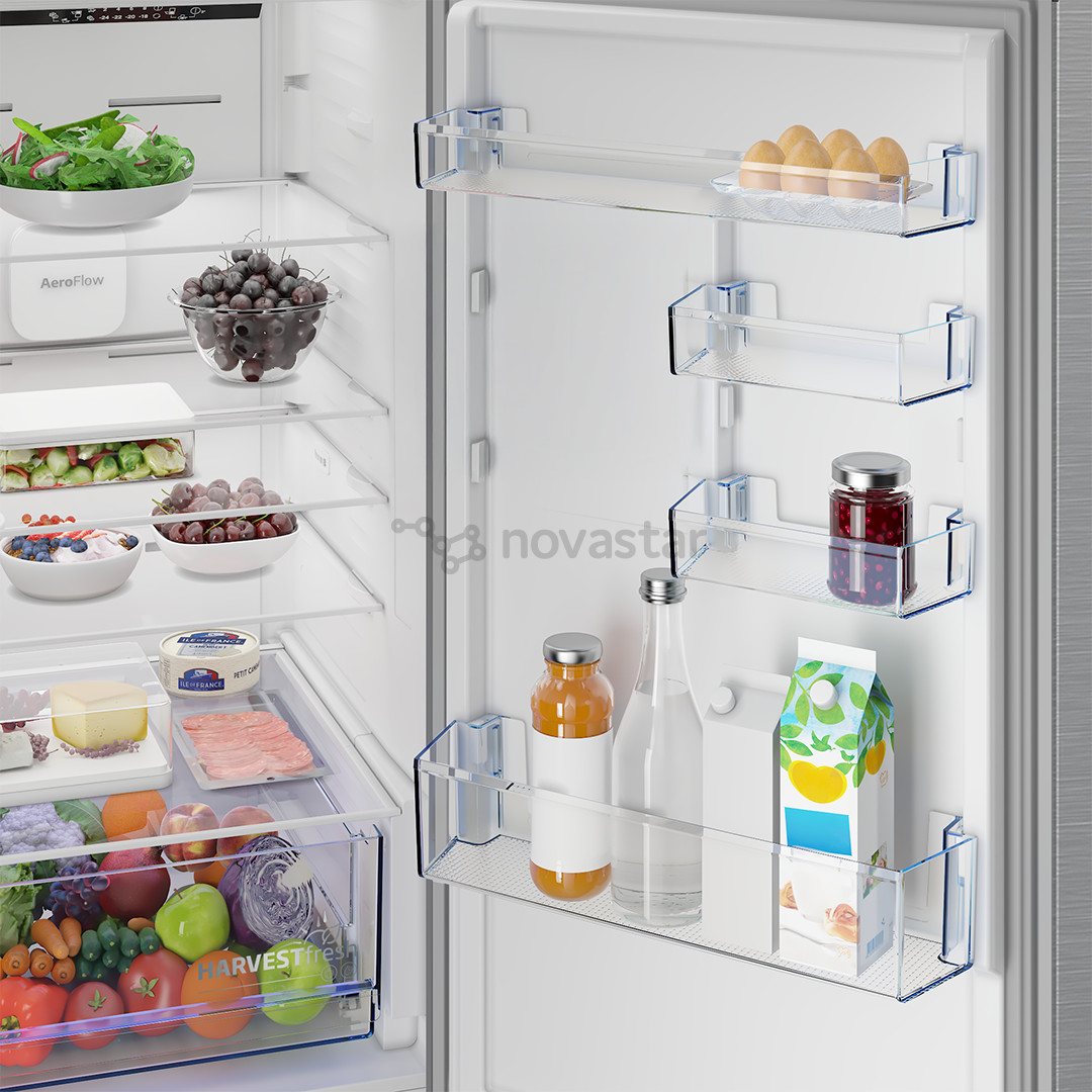 Beko, NoFrost, 370 L, aukštis 187 cm, tamsaus nerūdijančio plieno - Šaldytuvas