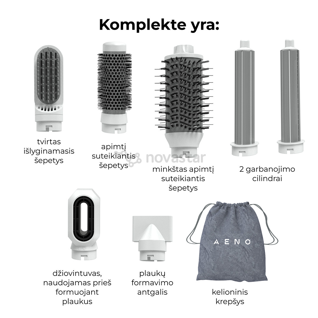 Aeno HS1, 1200 W, baltas - Plaukų formavimo prietaisas ir džiovintuvas