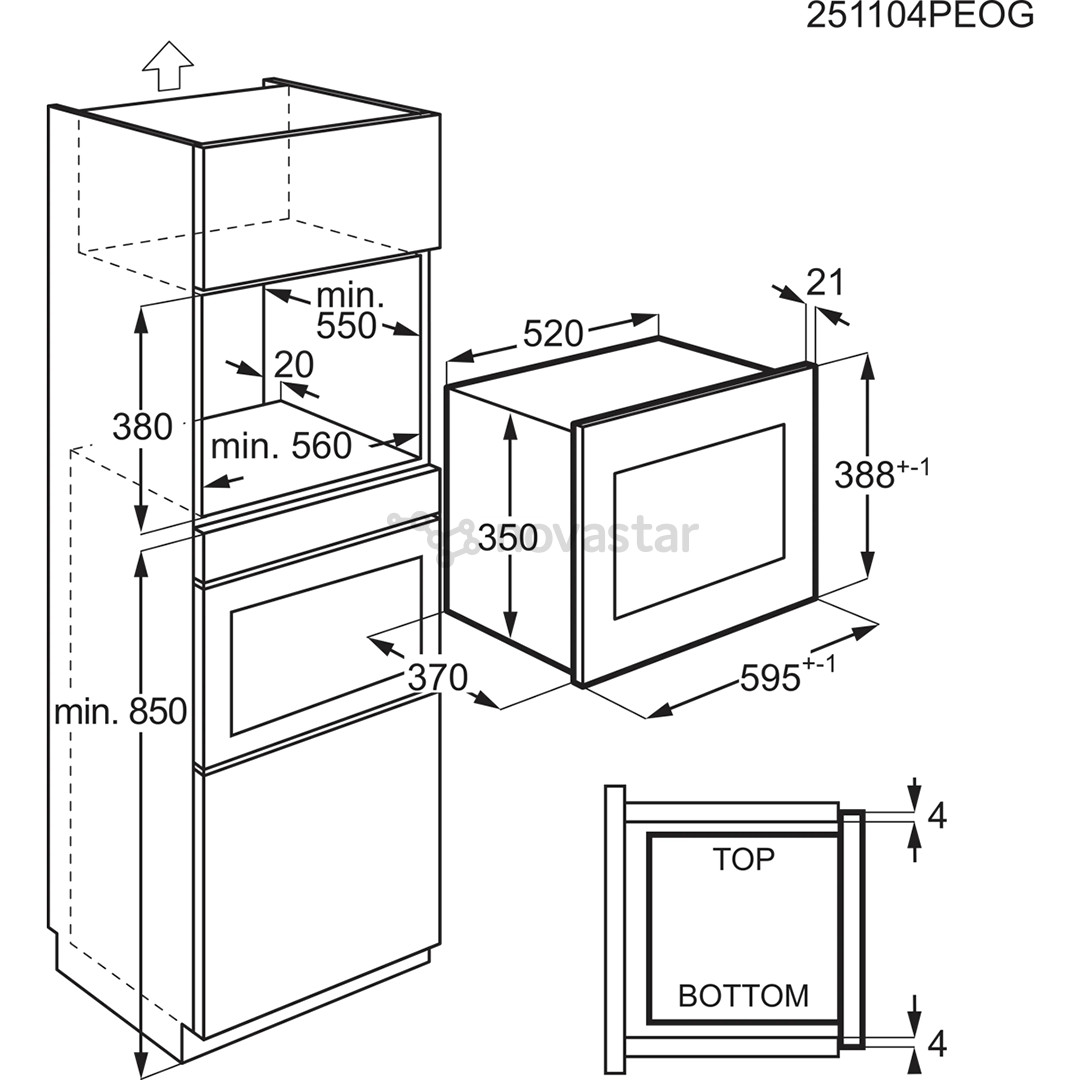 Electrolux 500 series, su grilio funkcija, 23 l, balta - Įmontuojama mikrobangų krosnelė
