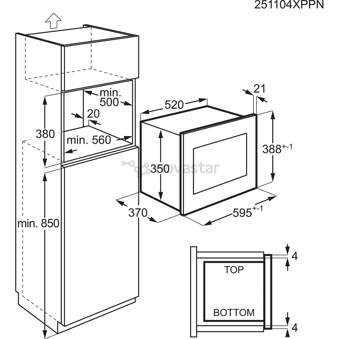 Electrolux 500 series, su grilio funkcija, 23 l, juoda - Įmontuojama mikrobangų krosnelė