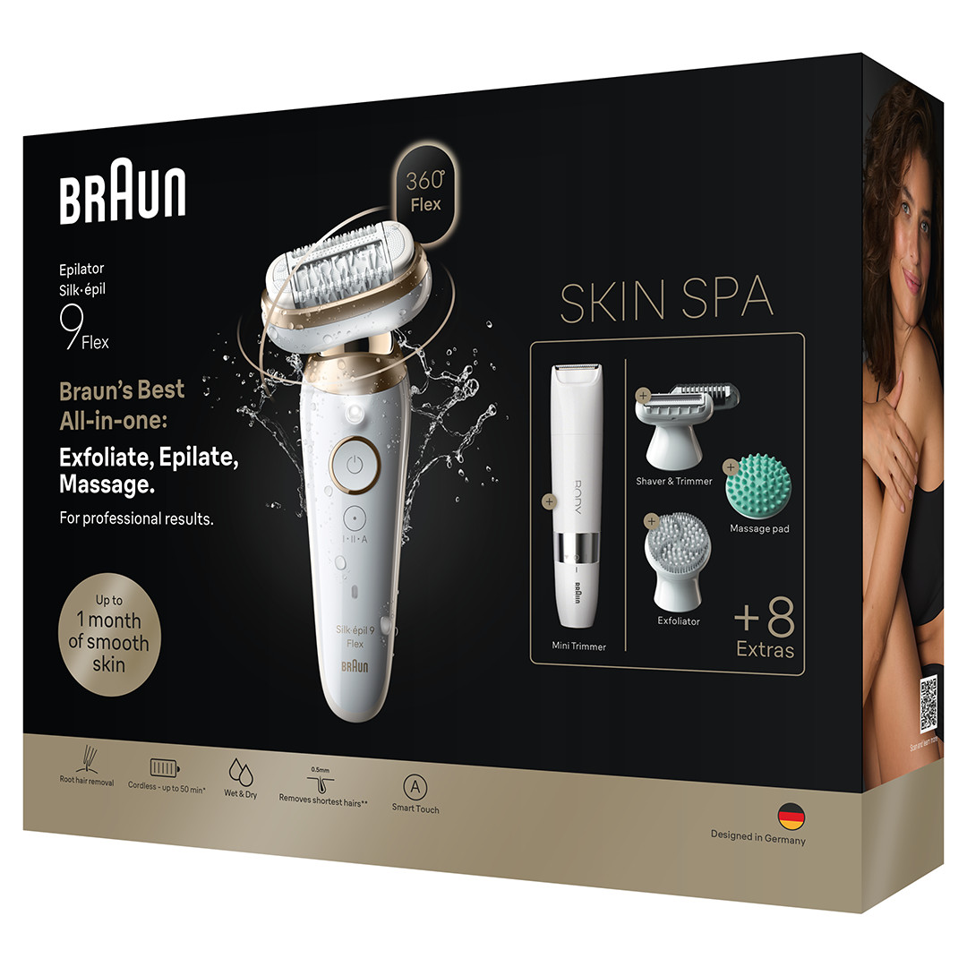 Braun Silk épil 9 Flex SkinSpa, Wet & Dry, белый - Эпилятор