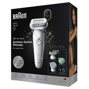 Braun Silk épil 9, сухое и влажное использование, белый - Эпилятор