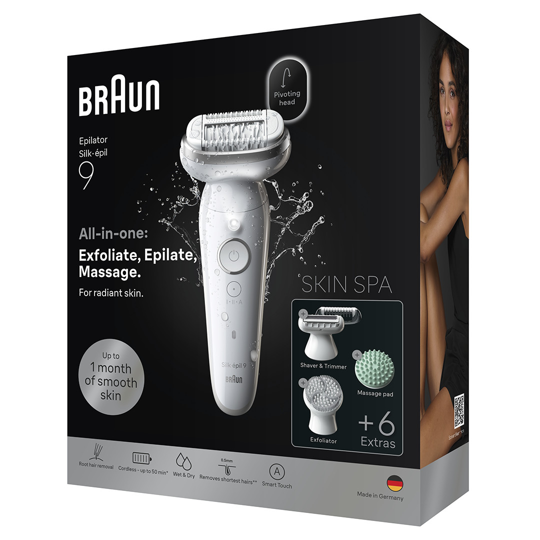 Braun Silk épil 9, сухое и влажное использование, белый - Эпилятор