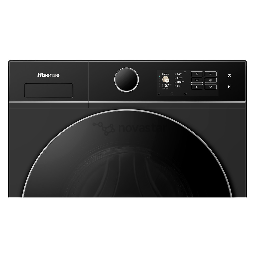 Hisense, 12 kg / 8 kg, gylis 59,5 cm, 1400 aps./min., juoda - Skalbimo mašina - džiovyklė
