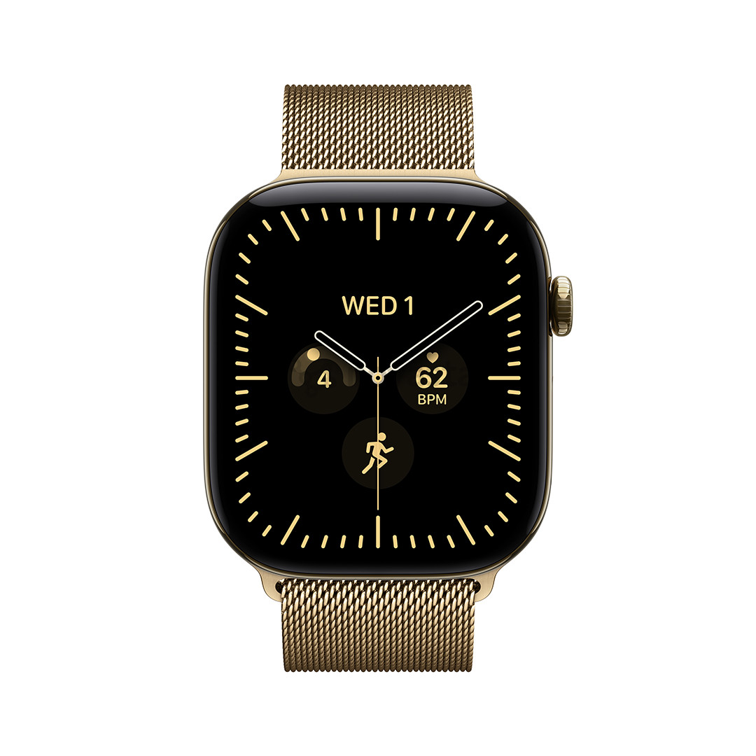 Apple Watch 12, 46 mm, GPS+5G, titanium, Gold Milanese Loop, M/L, gold titanium / gold - Smartwatch