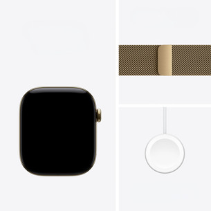Apple Watch 12, 46 mm, GPS+5G, titanium, Gold Milanese Loop, M/L, gold titanium / gold - Smartwatch