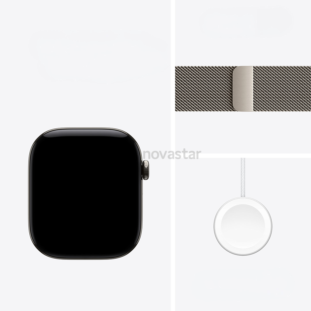 Apple Watch 12, 46 mm, GPS+5G, titanium, Natural Milanese Loop, S/M, titanium - Smartwatch