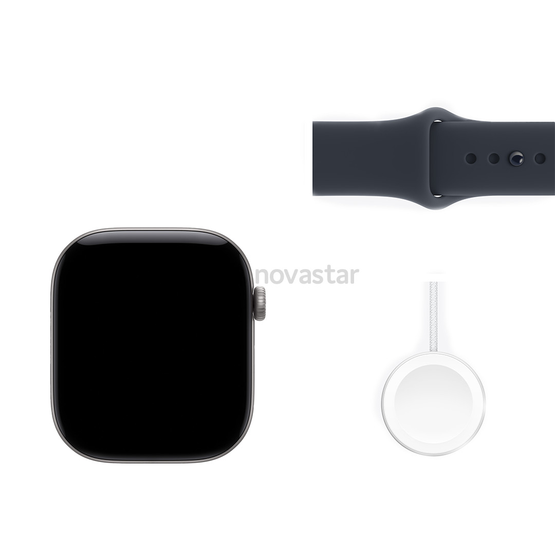 Apple Watch 11, 42 mm, GPS+5G, aluminium, sport band, S/M, space gray / navy blue - Smartwatch