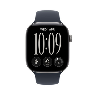 Apple Watch 12, 42 mm, GPS+5G, aluminium, sport band, M/L, space gray / navy blue - Smartwatch MJFY4ET/A