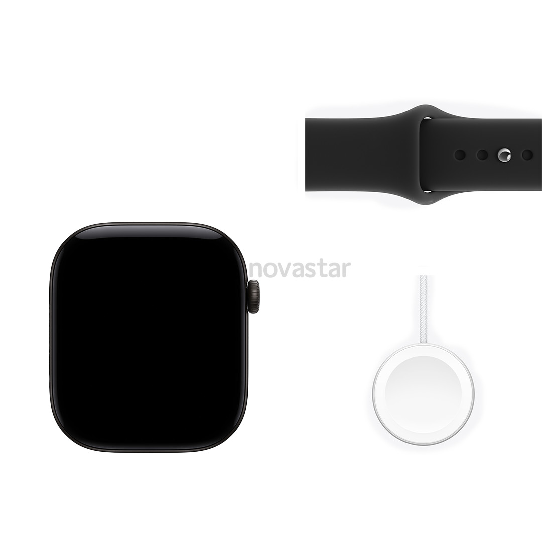 Apple Watch 12, 42 mm, GPS+5G, aluminium, sport band, M/L, black - Smartwatch