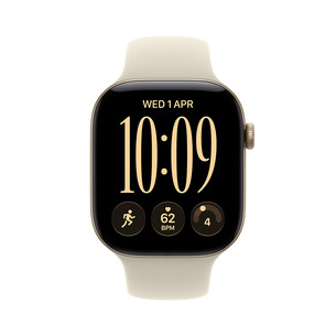 Apple Watch 12, 42 mm, GPS+5G, aluminium, sport band, S/M, light gold / sand - Smartwatch MJG24ET/A