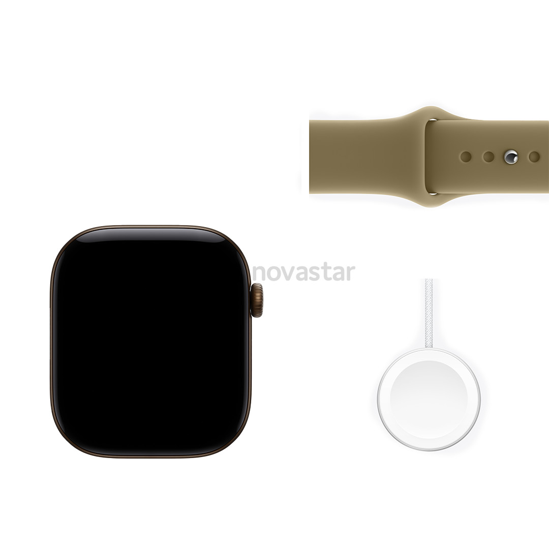 Apple Watch 12, 42 mm, GPS+5G, aluminium, sport band, S/M, dark bronze / olive - Smartwatch