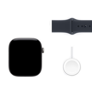 Apple Watch 12, 46 mm, GPS+5G, aluminium, sport band, S/M, space gray / navy blue - Smartwatch