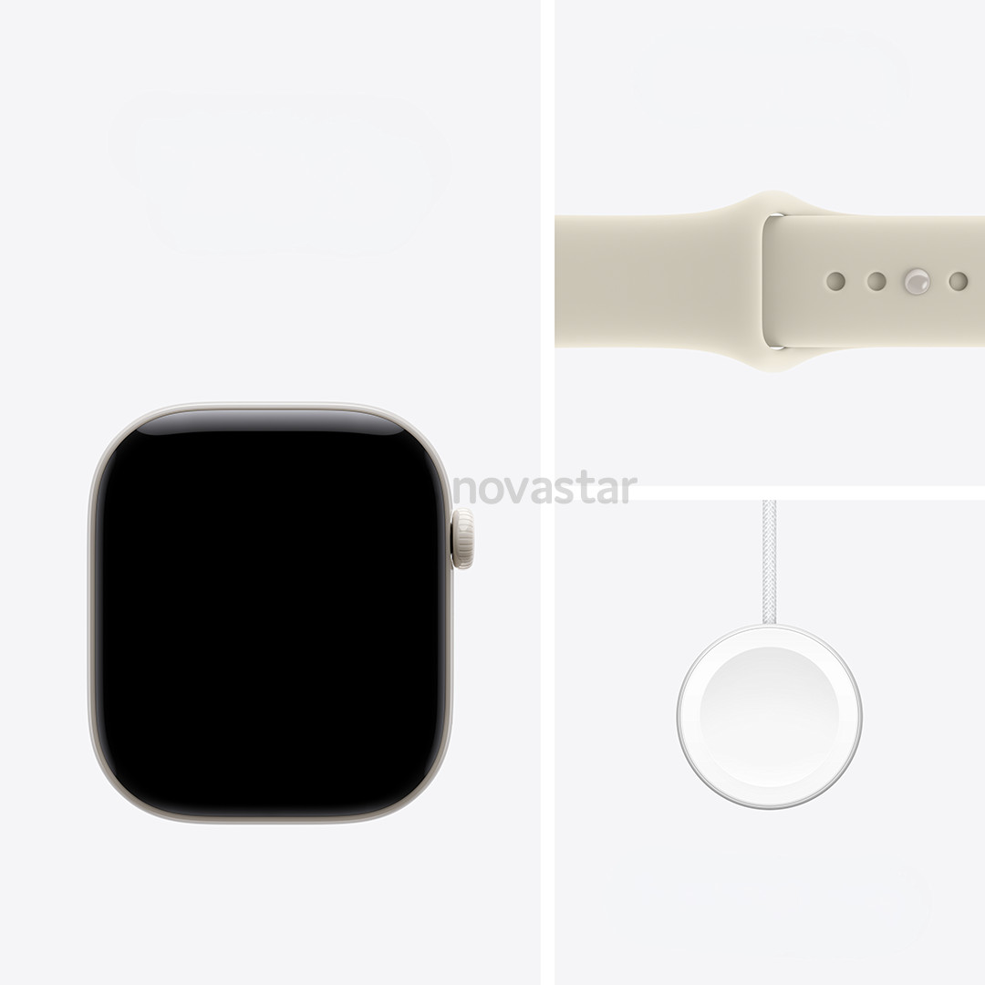 Apple Watch 12, 42 mm, GPS+5G, ceramic, sport band, S/M, white / sand - Smartwatch