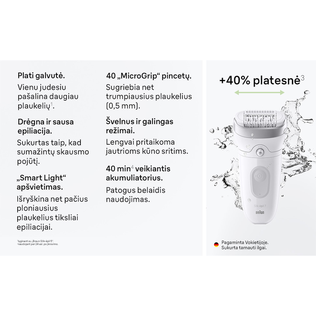 Braun Silk epil 7, Wet & Dry, baltas/pilkas - Epiliatorius