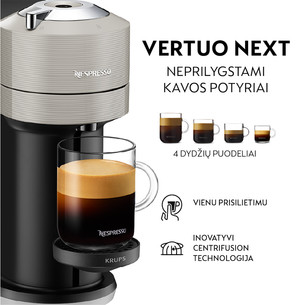 Krups Nespresso Vertuo Next, grey - Capsule coffee machine