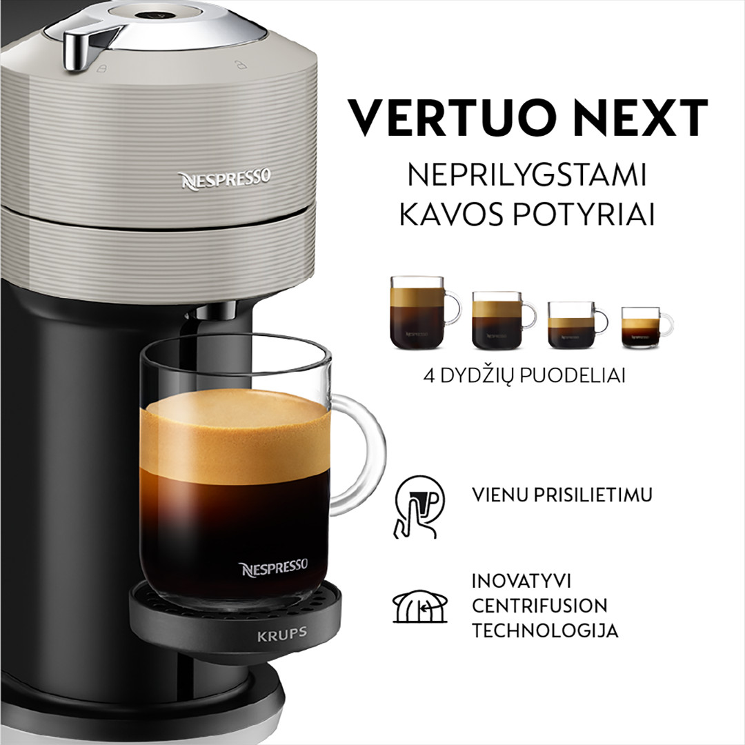 Krups Nespresso Vertuo Next, grey - Capsule coffee machine