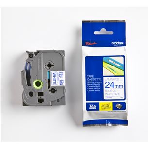 Laminated tape blue on white 8m x 24mm, Brother TZE253