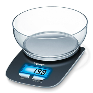 Beurer KS25, up to 3 kg, grey - Digital kitchen scale with bowl