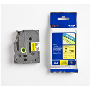 Laminated tape black text on yellow backround 8m x 6mm, Brother TZE611