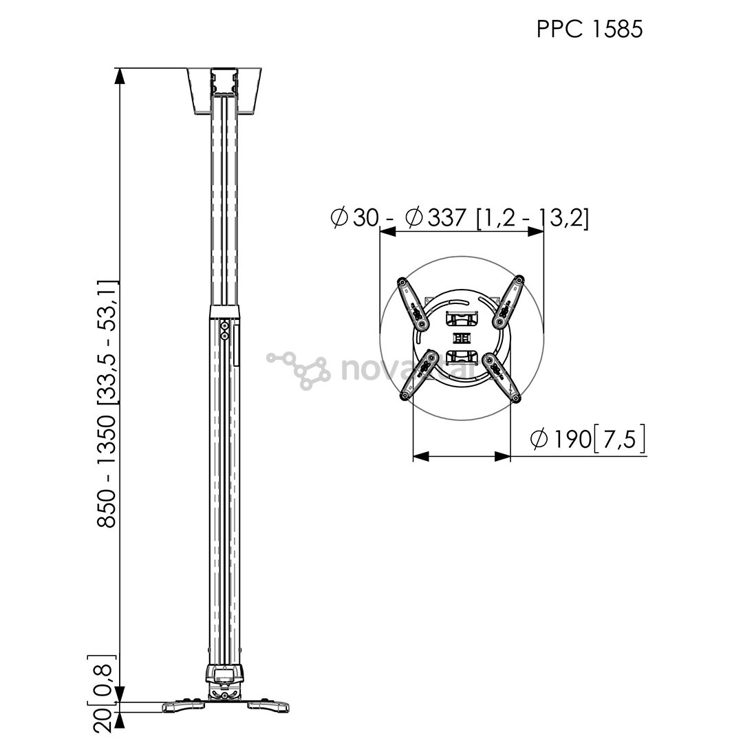 Потолочное крепление для проектора Vogel´s PPC 1585 (85-135 см)