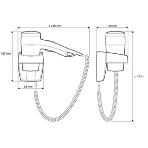 Valera Premium 1100, 1100 W, white - Wall-mounted hairdryer